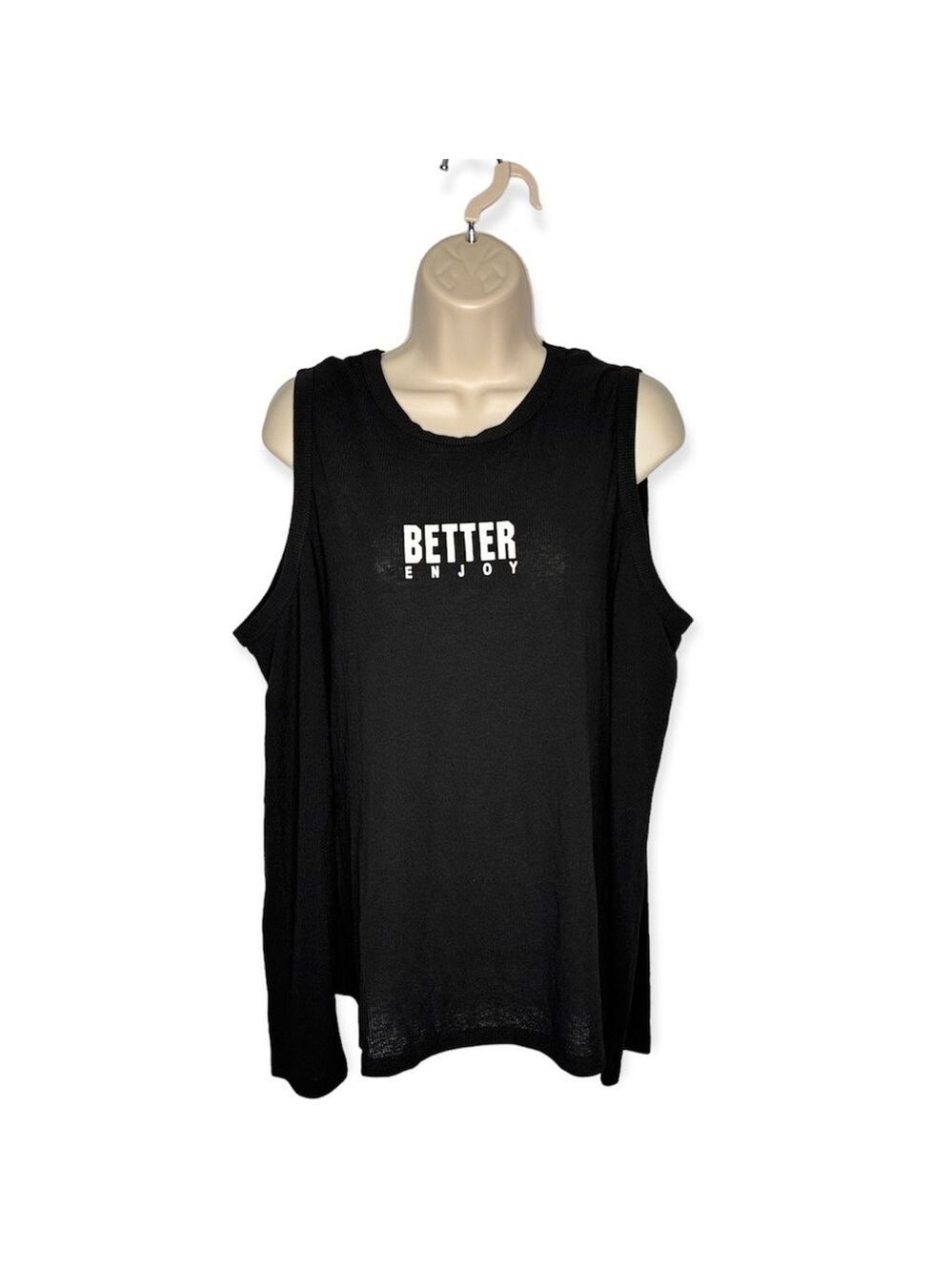 Shein Curve Better Enjoy Cold Shoulder Black Long Sleeve Top‎ Women's Size 3XL